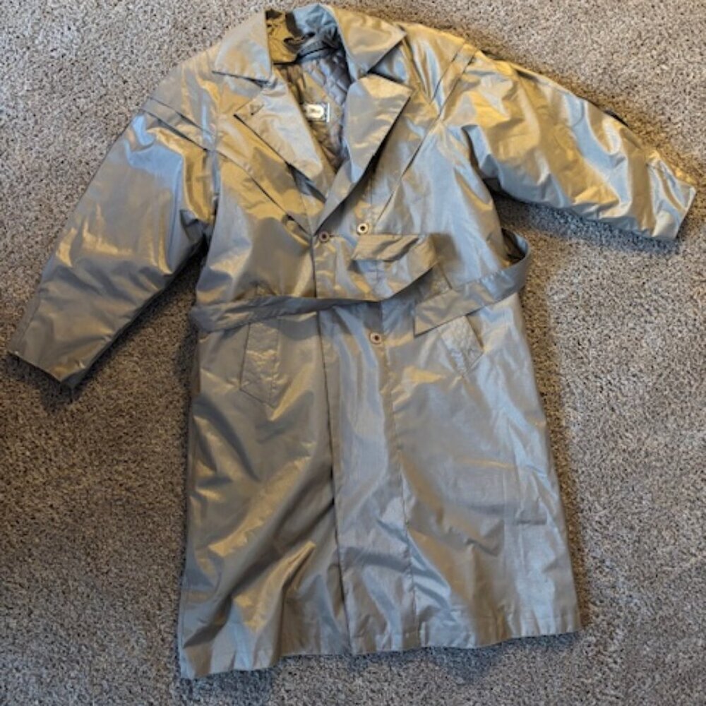 80s Vintage British Mist Gold Trench Coat size 16